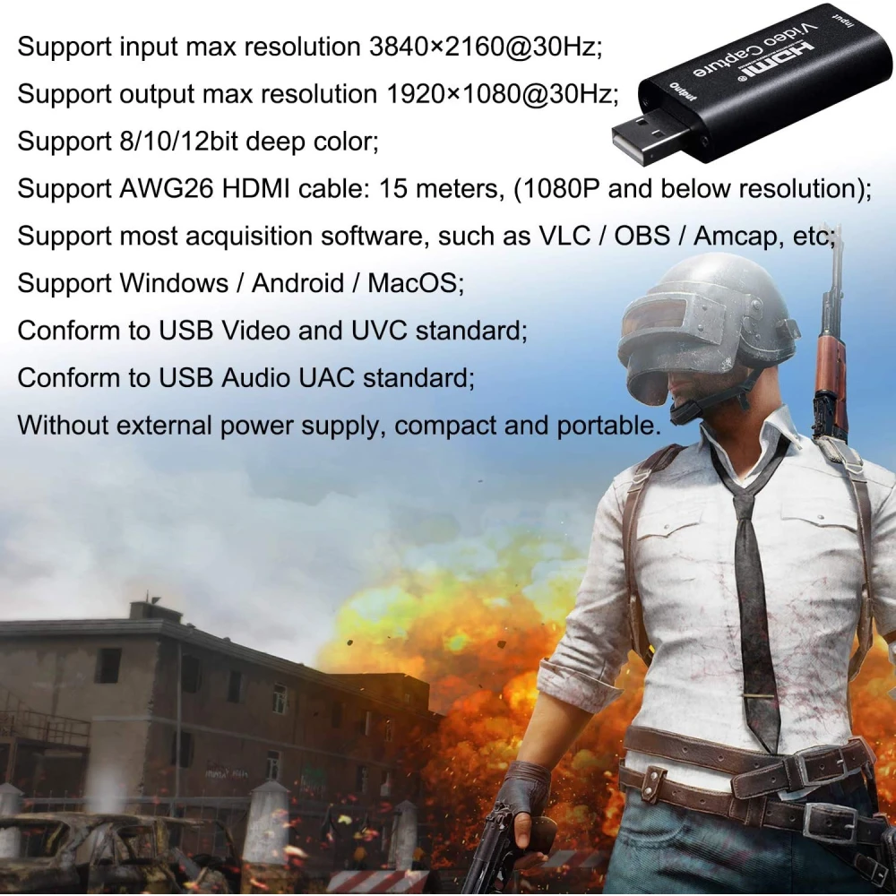 Capturadora de vídeo HDMI USB 1080P per a streaming, jocs i videoconferències