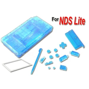Carcassa recanvi Nintendo DS Lite blau transparent amb botons i cargols