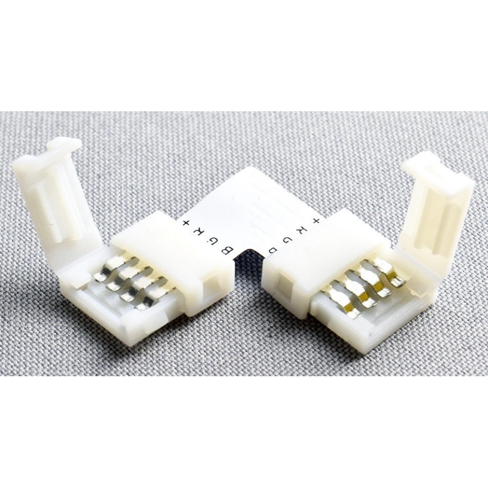 Connector LED en L 4 Pin 10mm 5050 RGB per a Tires LED YourLed