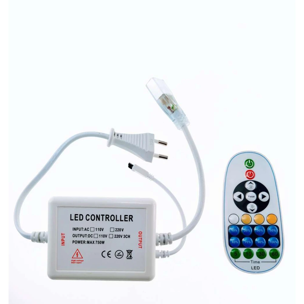 Dimmer per a tira led 220v amb comandament a distància i regulador d'intensitat