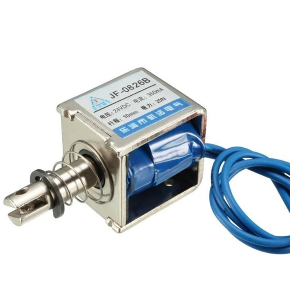 Electroimant 24V empeny estira JF-0826B amb retorn de molla
