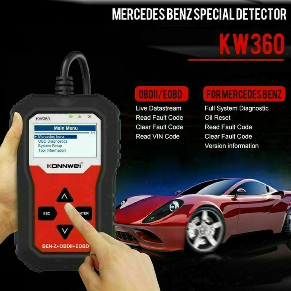 Escàner de diagnòstic Mercedes Benz Konnwei KW360 12V complet