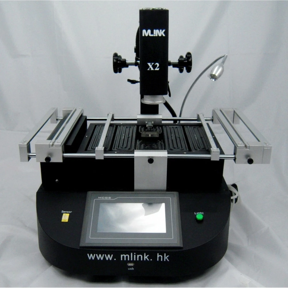 Estación de soldadura profesional Mlink X2 en uso con soporte PCB