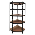 Prestatgeria metàl·lica de cantonada negra 180x75x40 cm amb 5 prestatges ajustables