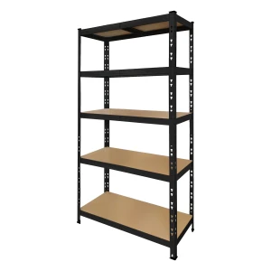 Estanteria metal·lica negra 180x90x40 cm amb 5 prestatges i muntatge facil