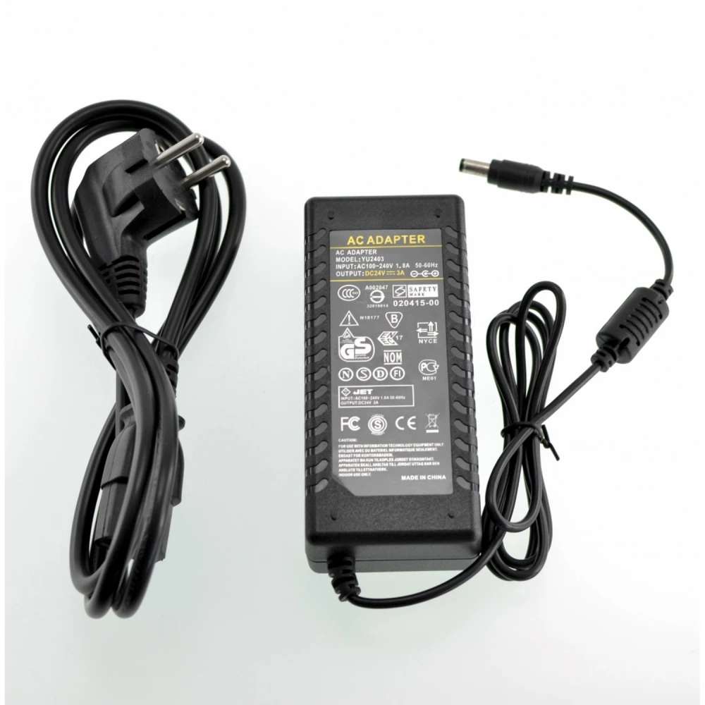 Font d'alimentació 24V 3A connector 5,5mm per a tires LED i monitors LCD