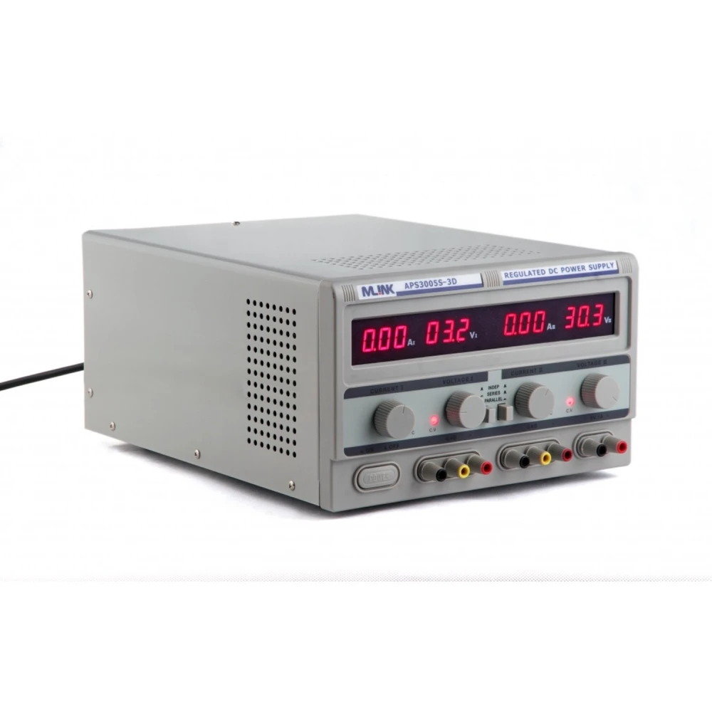 Fuente alimentación regulable triple salida con display digital Mlink APS3005S-3D