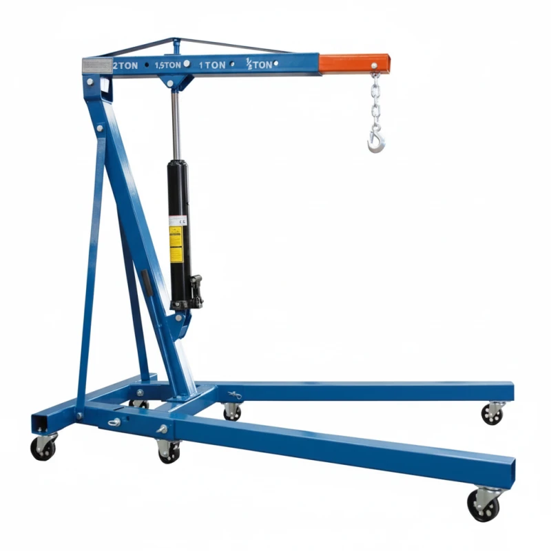 Grua hidraulica de taller plegable 2 tones amb braç ajustable i rodes giratòries