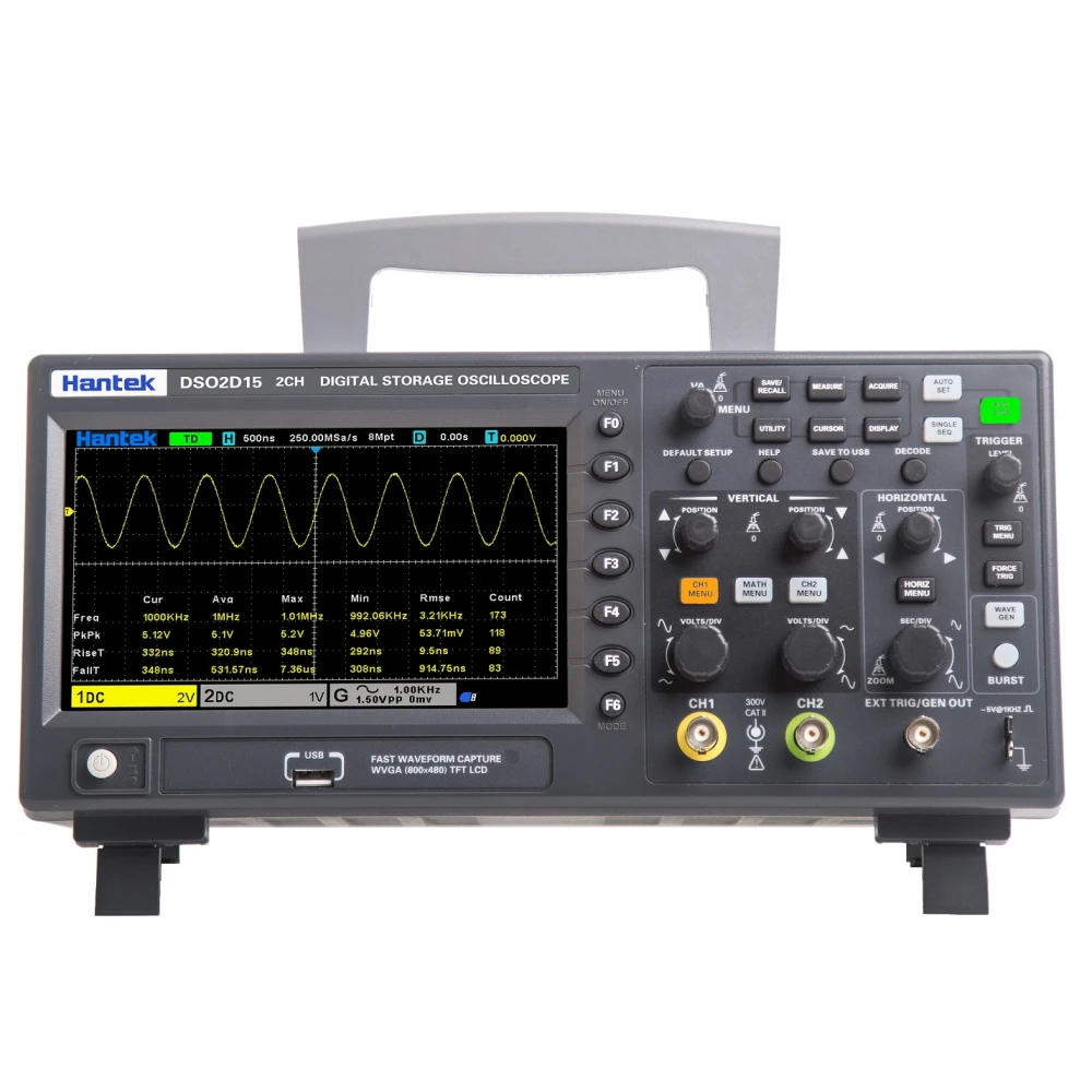 Hantek DSO2D15 Oscil·loscopi Digital 2 Canals 150 MHz amb Generador de Funcions