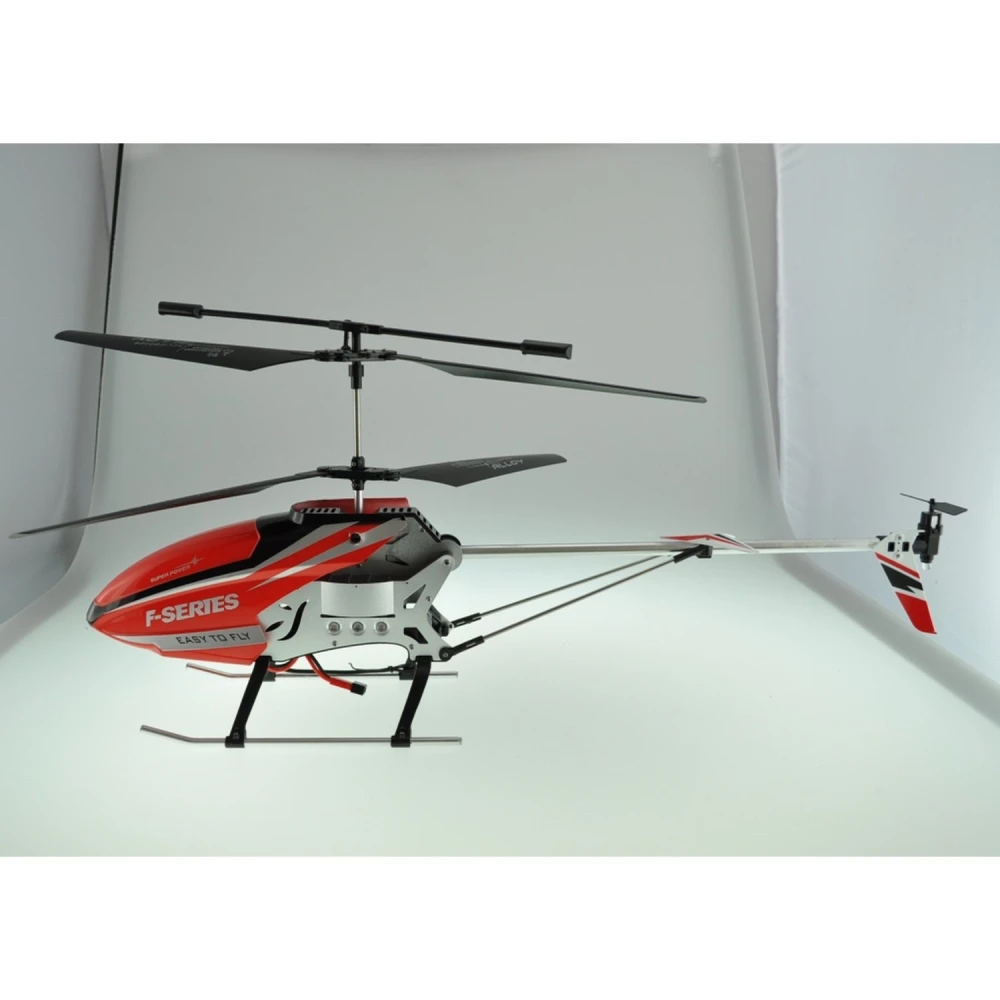 Vista lateral del helicoptero radio control F58 48 cm con giroscopio