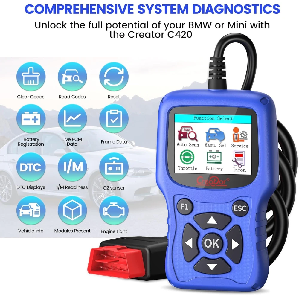 Eina de diagnosi OBD2 BMW Creator C420 per a BMW i Mini amb funcions avançades