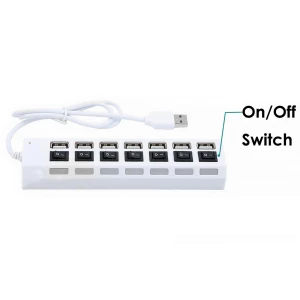 Hub USB 2.0 de 7 ports amb font d'alimentació europea blanc