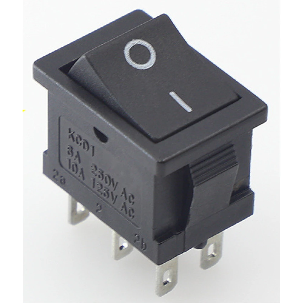 Interruptor basculant KCD1-202 negre de 6 pins per a projectes i recanvis