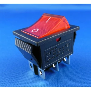 Interruptor basculant vermell amb neó 6 pins KCD4 de satkit