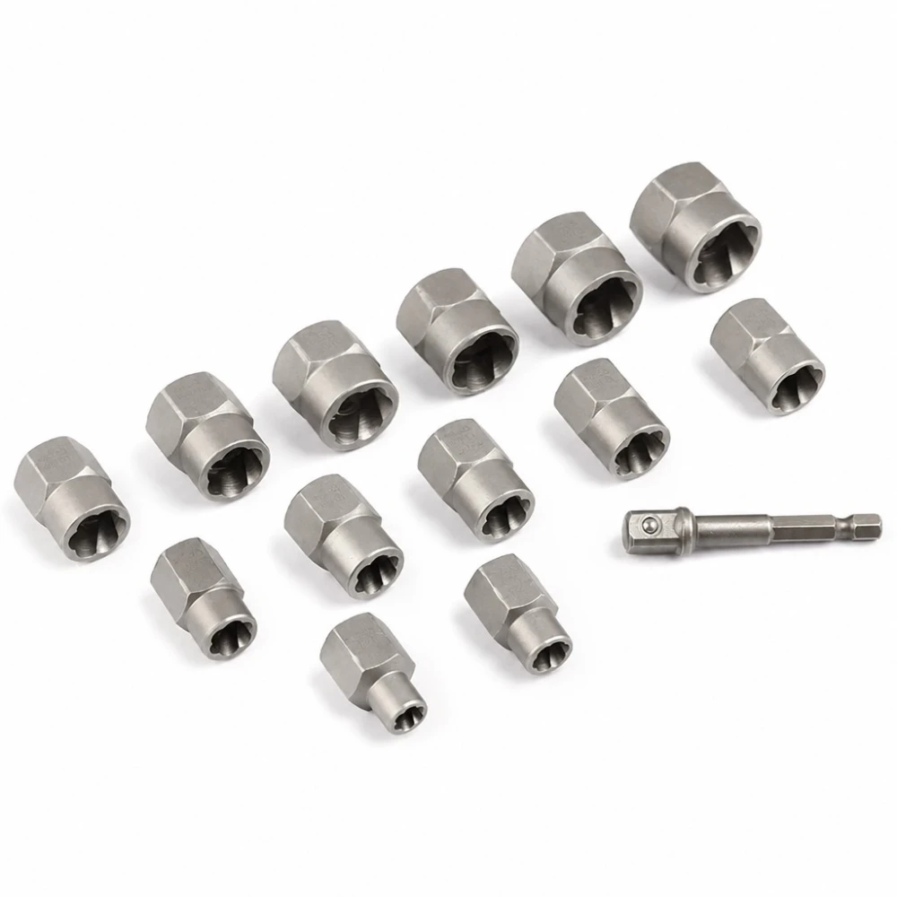 Joc Extractor Cargols Femelles Trencades 14 Peces Acer HSS Treu Perns Danyats