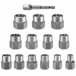 Joc Extractor Cargols Femelles Trencades 14 Peces Acer HSS Treu Perns Danyats
