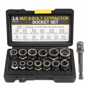 Joc Extractor Cargols Femelles Trencades 14 Peces Acer HSS Treu Perns Danyats
