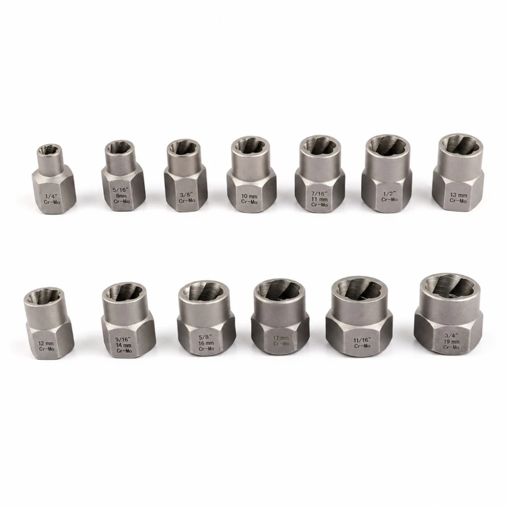 Joc Extractor Cargols Femelles Trencades 14 Peces Acer HSS Treu Perns Danyats