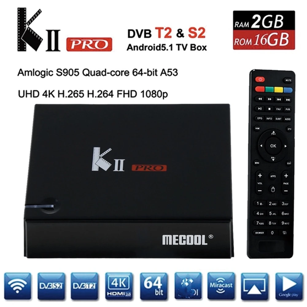 Kii Pro doble sintonitzador DVB-S2 DVB-T2 Android TV Box 2GB/16GB 4K