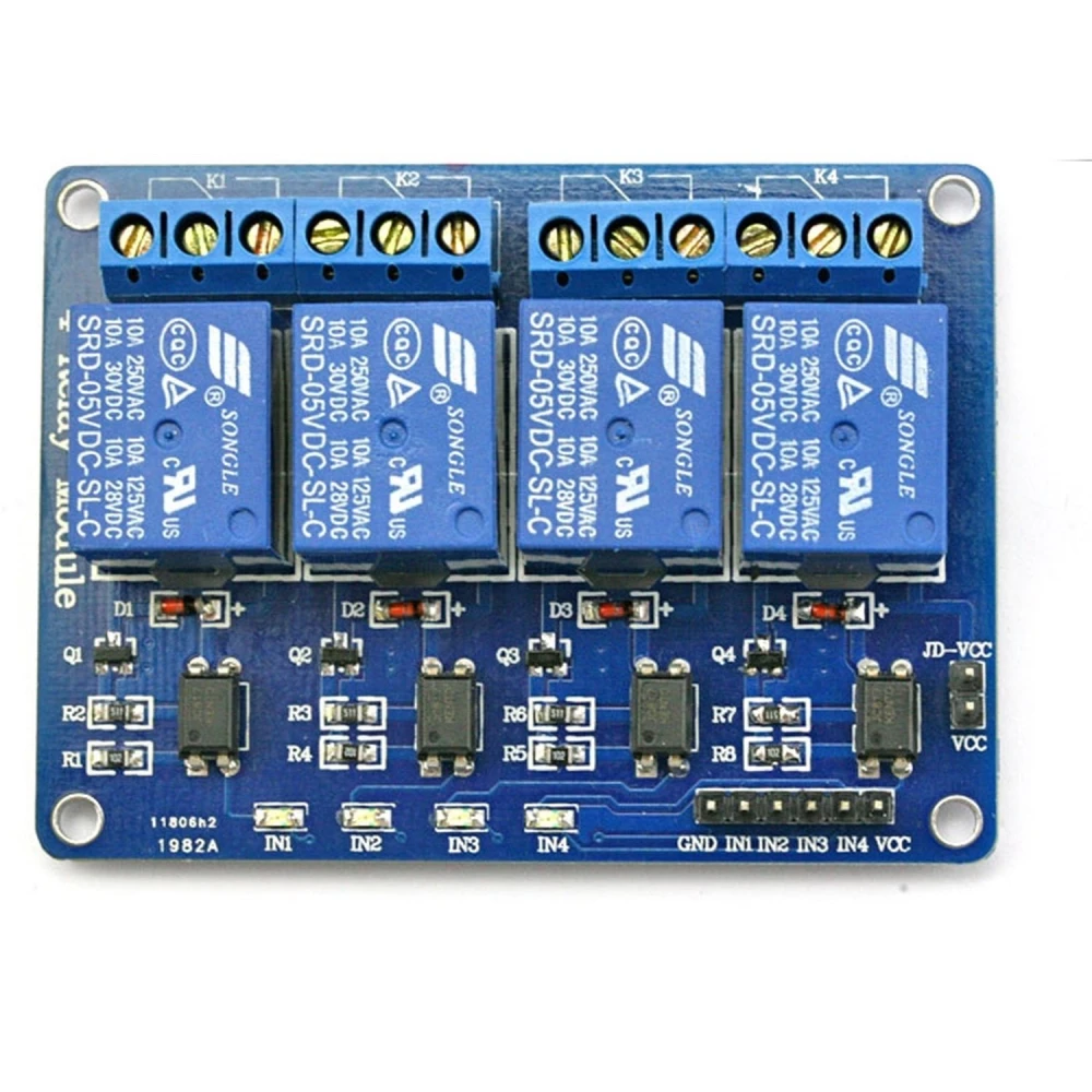 Kit 4 relés 5V compatible per a Arduino - Control de 4 canals