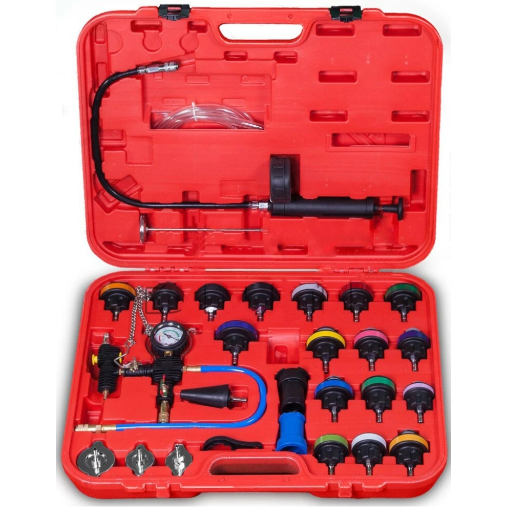 Kit comprovador sistema refrigeració radiador amb 26 peces i adaptadors