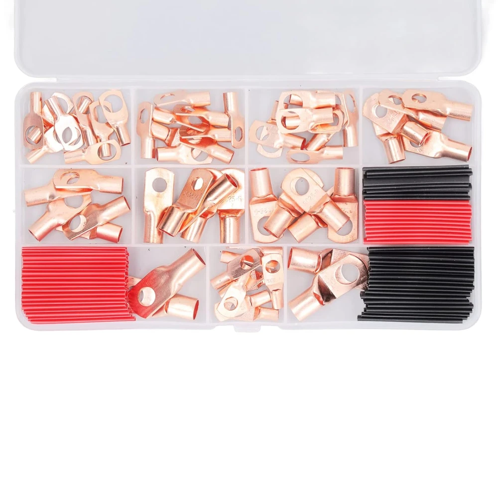 Kit de 120 terminals de cable de coure i fundes termoretràctils per a connexions segures