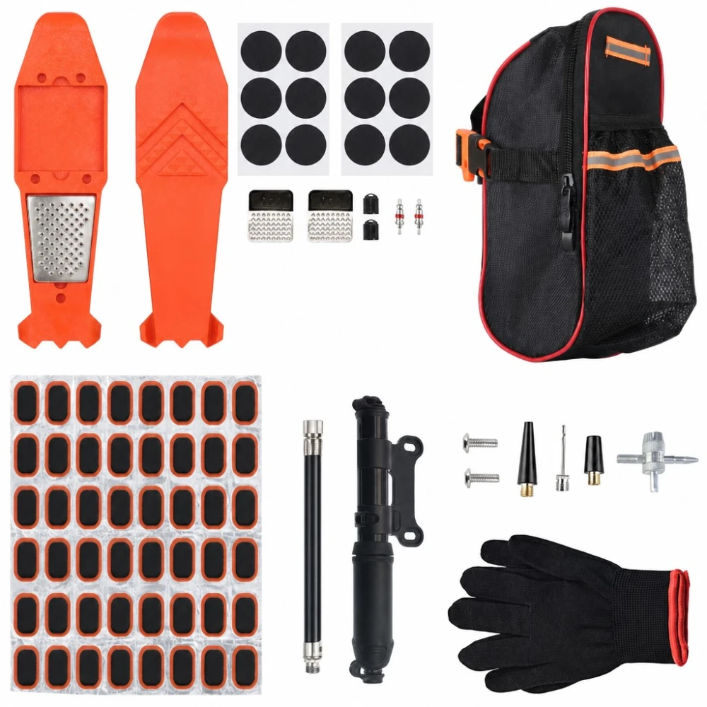 Kit Reparació Punxades Pneumàtics Moto Bicicleta 81 Peces Metxes Punxó Tubeless