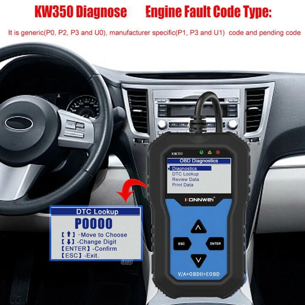 Konnwei KW350 escàner diagnòstic del sistema complet per a VW Audi Seat Skoda