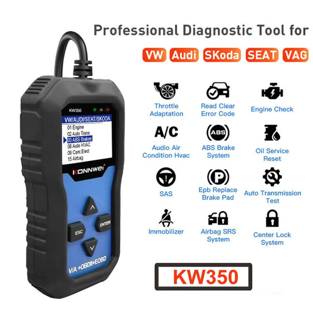 Konnwei KW350 escàner diagnòstic del sistema complet per a VW Audi Seat Skoda
