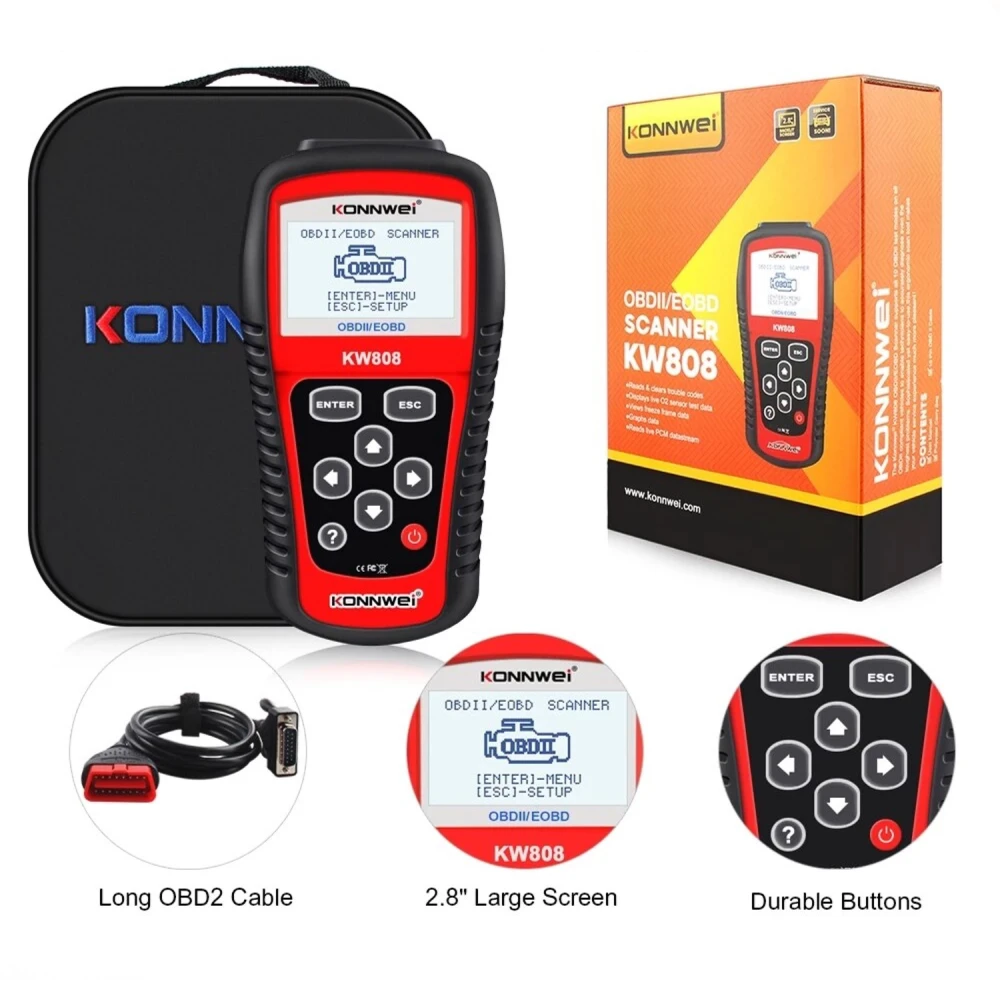 Konnwei KW808 escàner OBD2 per a diagnosi cotxe multimarca professional