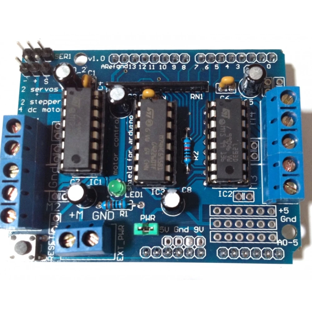 L293d Arduino Shield driver per a control i expansió de motors DC i stepper