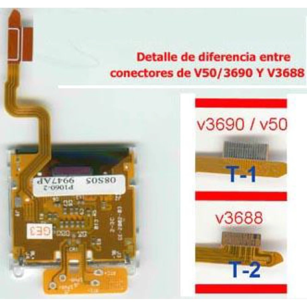 LCD Motorola V3688 amb cable flex per a reparació i recanvi