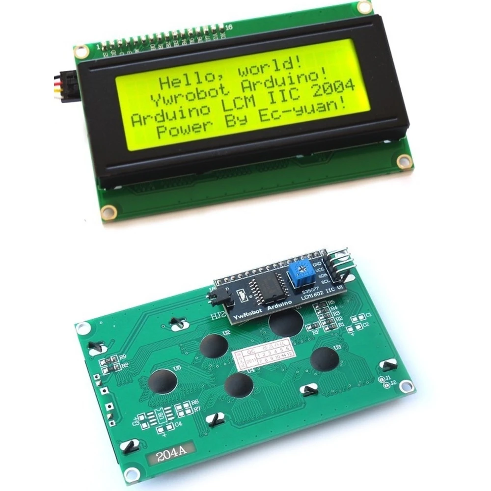 LCD verd 20x4 caràcters amb Serial IIC/I2C per a Arduino