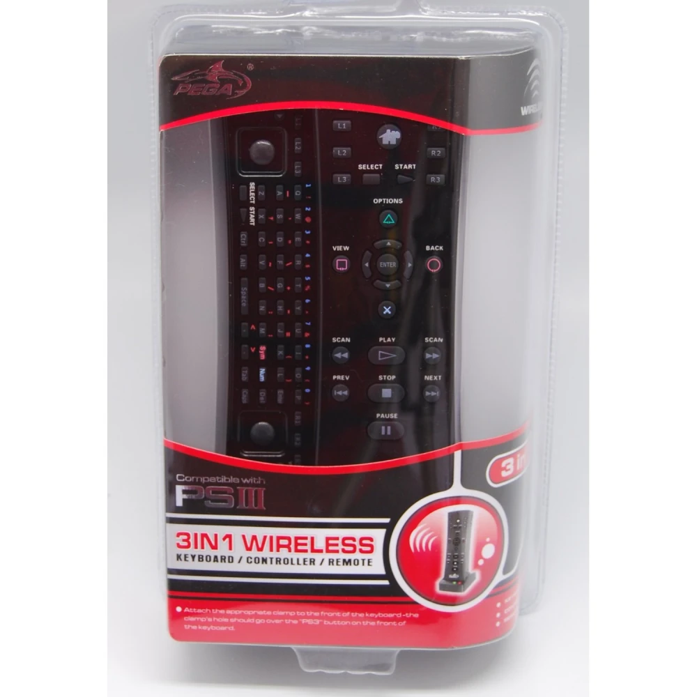 Vista frontal del mando PS3 con teclado inalámbrico integrado