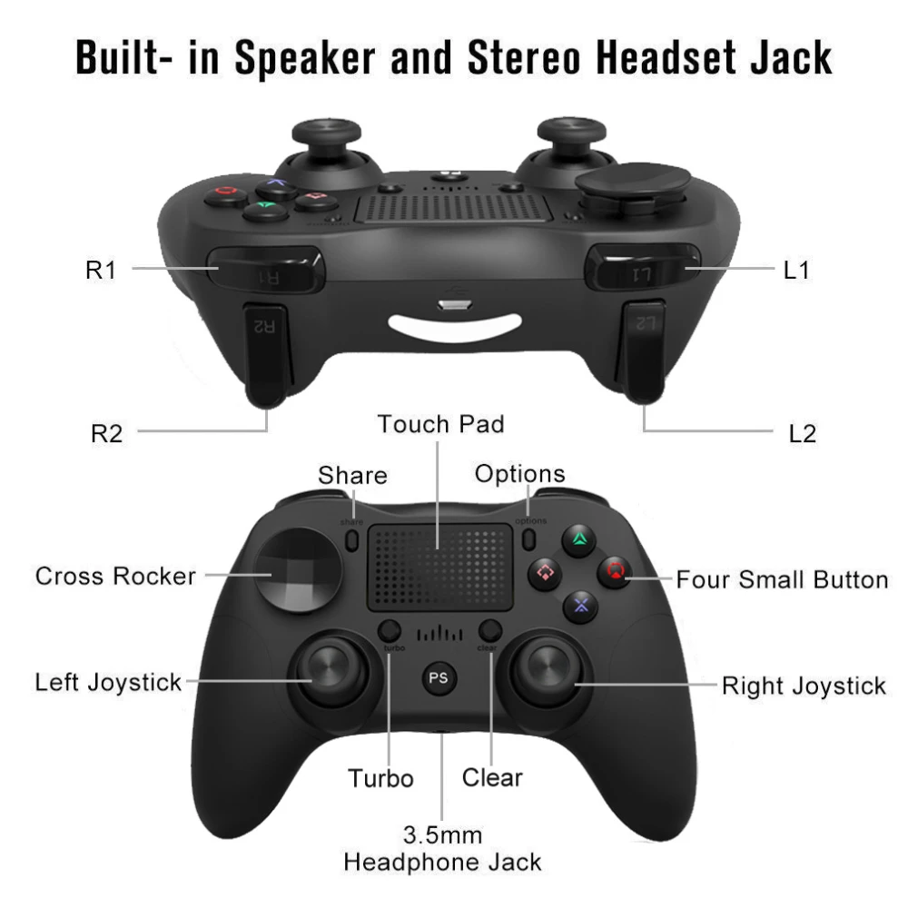 Comandament compatible PS4 sense fil negre DoubleShock 4
