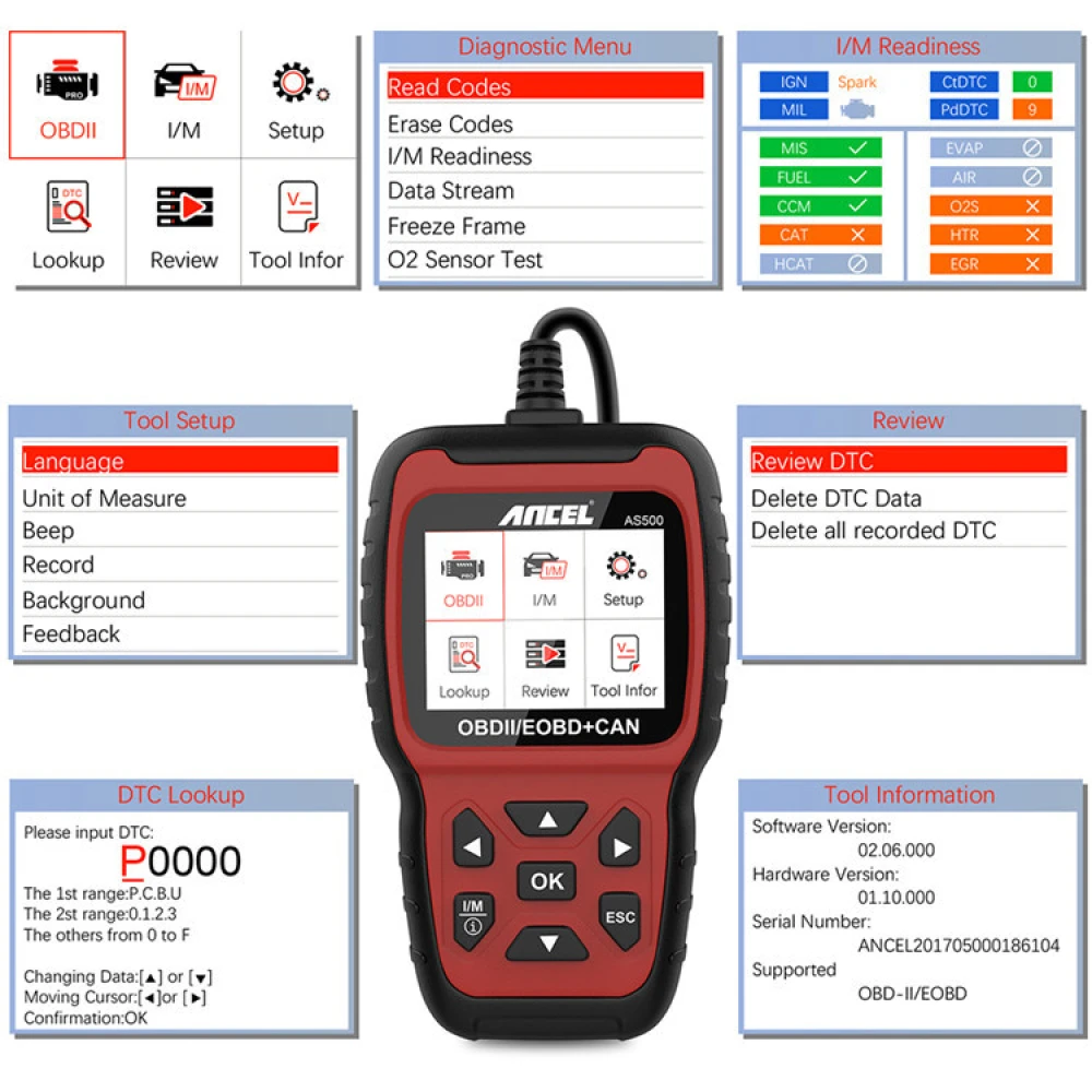 Escàner de diagnosi Ancel AS500 OBD2 per a vehicles