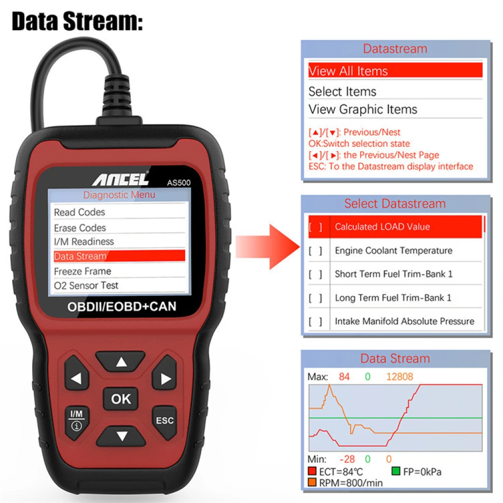 Escàner de diagnosi Ancel AS500 OBD2 per a vehicles