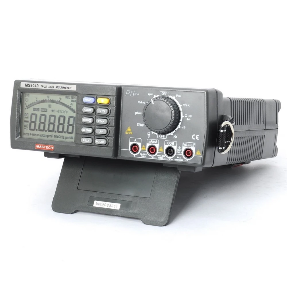 Vista frontal del Mastech MS8040 multimetro de banco con conexion RS232