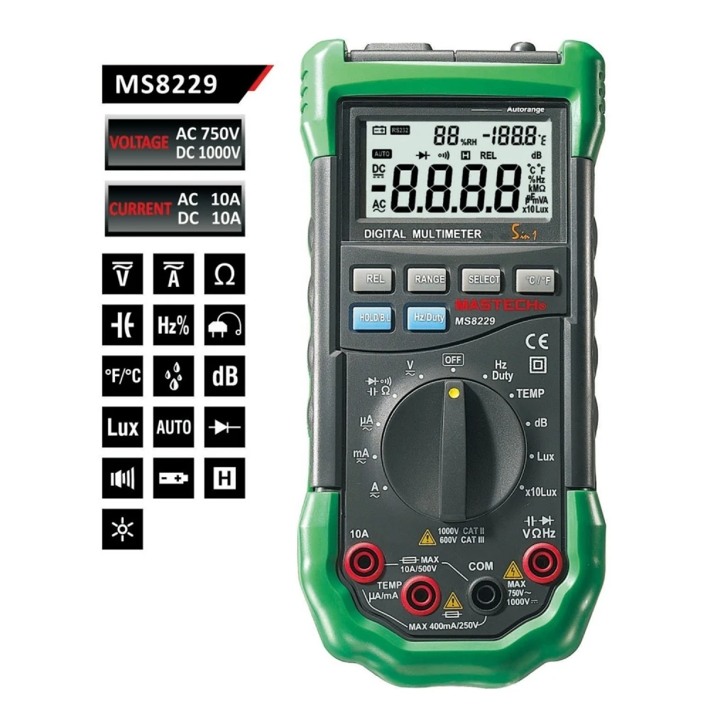 Mastech MS8229 Multímetro 5 en 1: Medición precisa y multifuncional