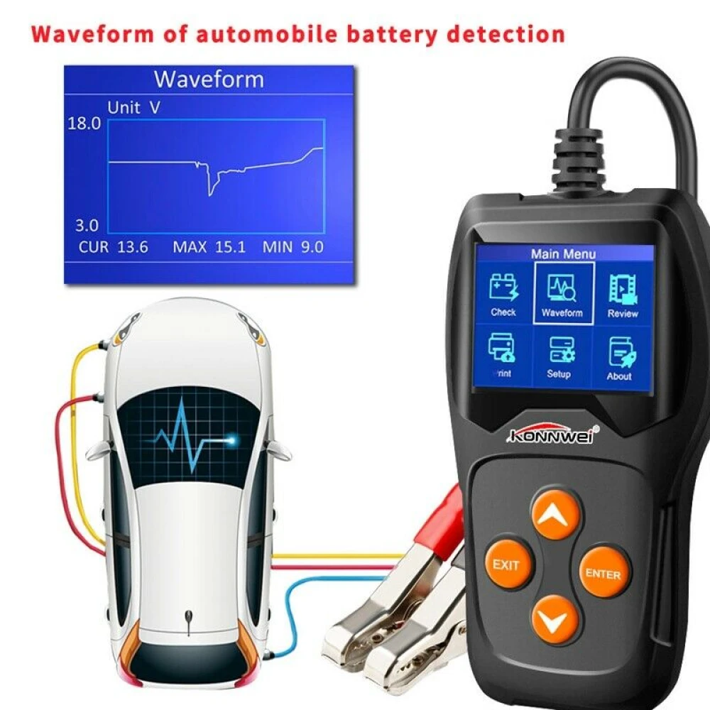 Mesurador de bateries Konnwei KW600 12V per a cotxe i moto
