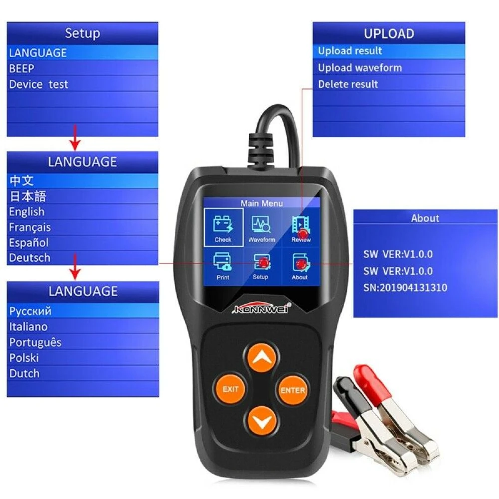 Mesurador de bateries Konnwei KW600 12V per a cotxe i moto