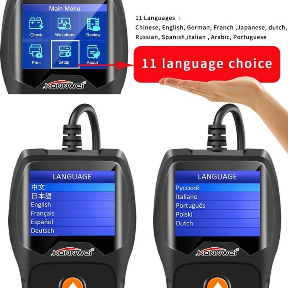 Mesurador de bateries Konnwei KW600 12V per a cotxe i moto