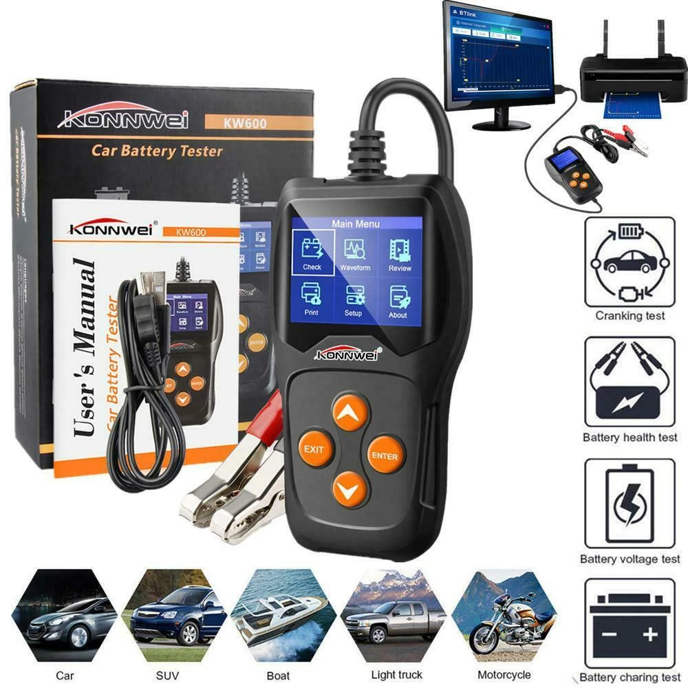 Mesurador de bateries Konnwei KW600 12V per a cotxe i moto