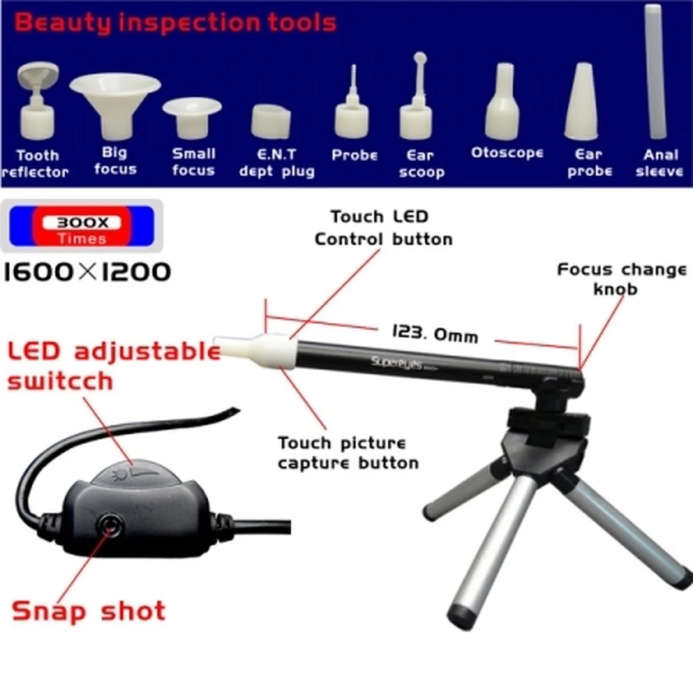 Microscopio USB Supereyes B003+ 2 Megapixel HD 300X con soporte incluido