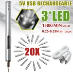 Mini tornavís elèctric inalàmbric USB recarregable 3 LED multifunció 22en1 set
