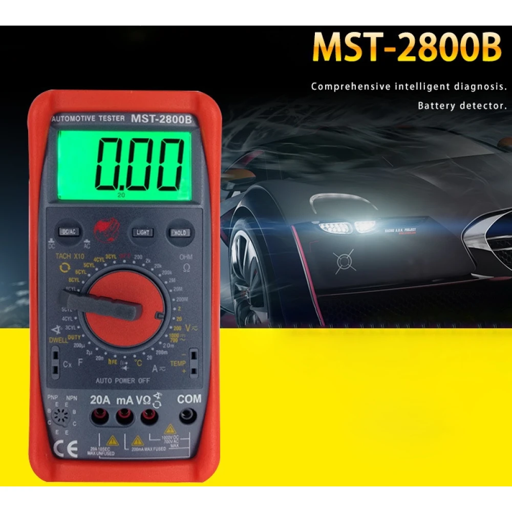 MST-2800B Multímetre Digital Intel·ligent amb Pantalla LCD Gran per a Automoció