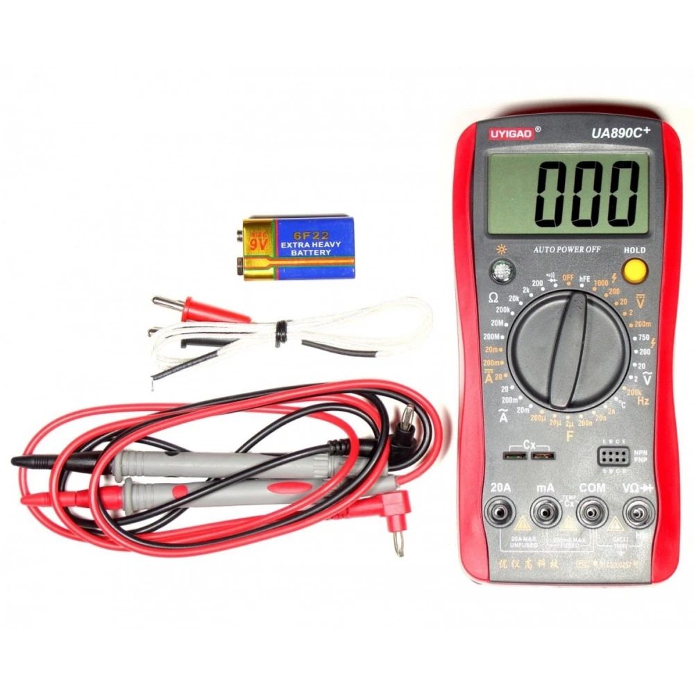 Multímetre digital Uyigao UA890C+ amb pantalla LCD gran i protecció completa