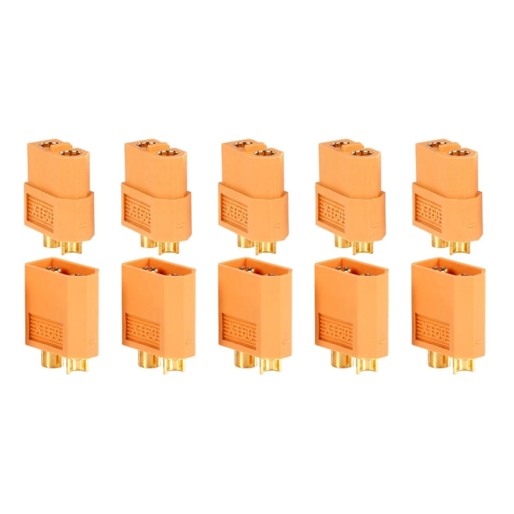 Pack 10 connectors XT60 (5 femella + 5 mascle) per a bateries LiPo Amass