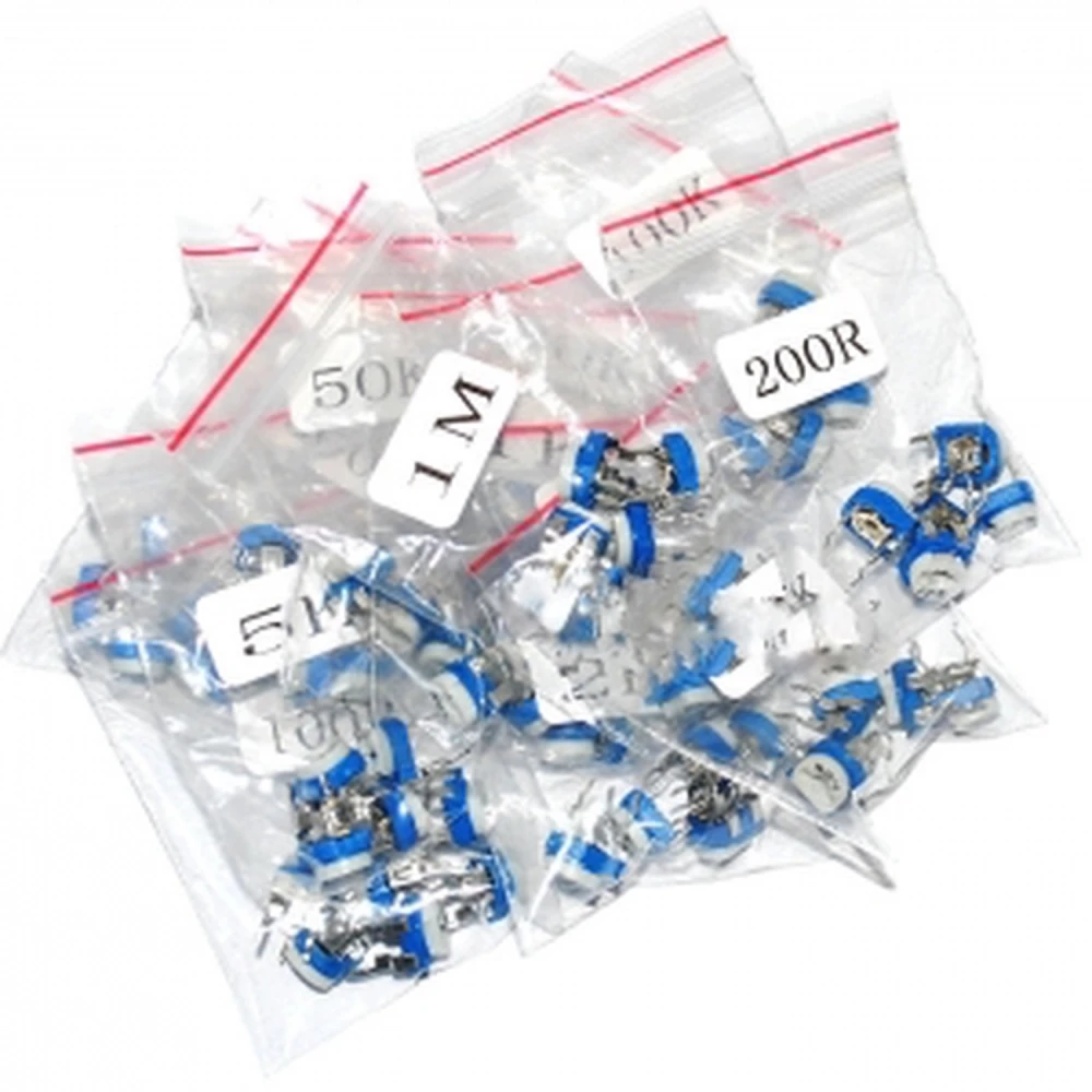 Pack 65 Potenciòmetres Lineals DIP, 13 Valors Diferents, 5 de Cada Valor