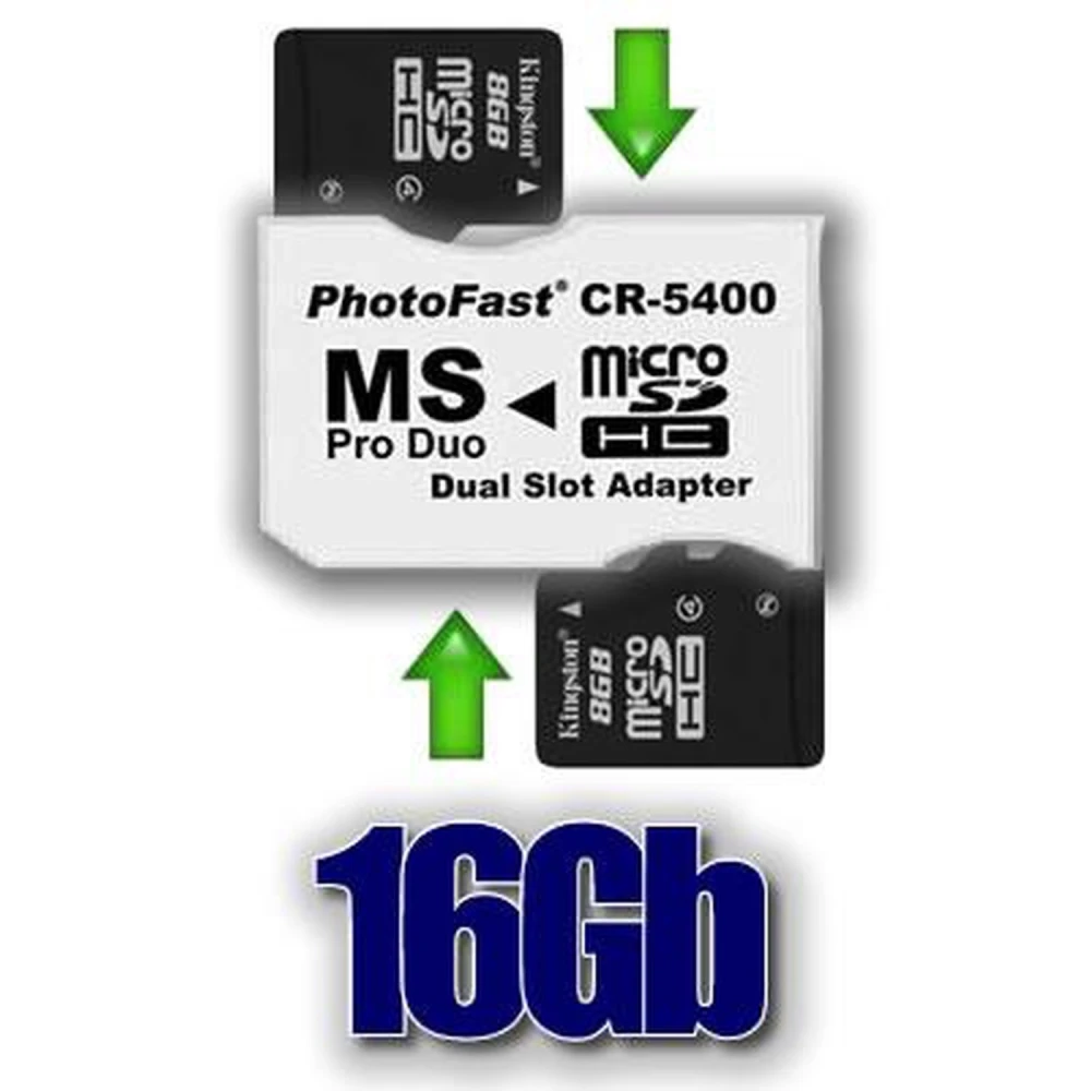 Pack Adaptador 2xmicrosdhc a MS Pro Duo 16GB compatible con PSP y PSP Slim